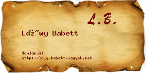 Lőwy Babett névjegykártya